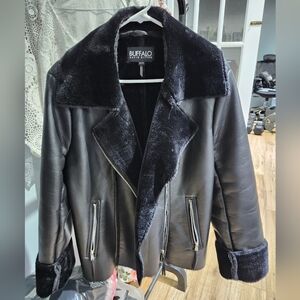 Buffalo black faux leather women XL coat, jacket